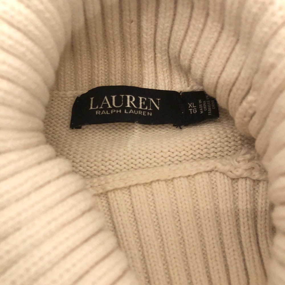 Ralph Lauren Black Label Cream Ribbed Turtleneck with embellished logo - Picture 8 of 10